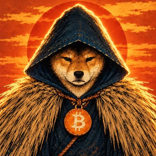 Satoshi Inu, a hooded Shiba warrior wearing a Bitcoin medallion