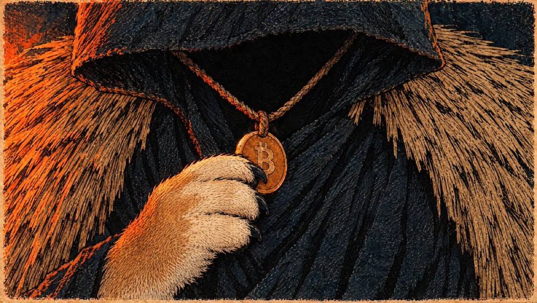 Satoshi Inu holding a Bitcoin medallion